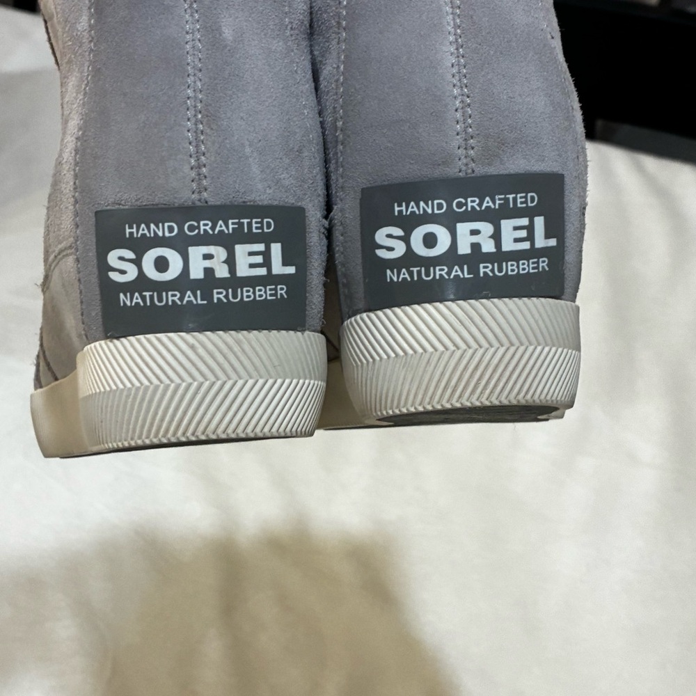 SOREL Out 'N About Wedge Booties Dove Quarry Grey Suede Waterproof Women's 8 - Picture 7 of 10